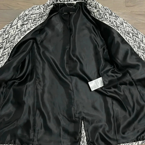 Banana Republic Black and White Chevron Print Jaquard Coat Jacket Size XS - Picture 8 of 9